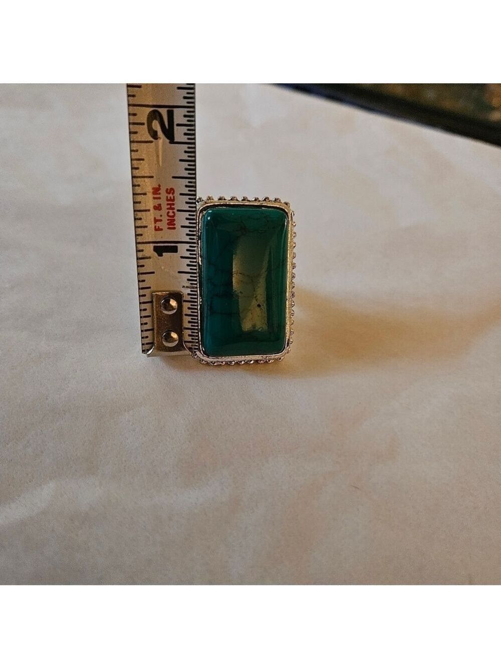 Large Rectangular Turquoise Howlite Statement Ring, Size 7.25 - Picture 7 of 8